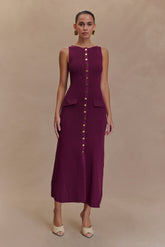 Sawyer Sleeveless Buttoned Maxi Dress - Plum